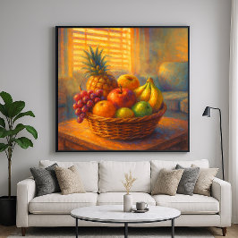 Poster Cesta de Fruta Sunlix - Estilo de Pintura de Paste