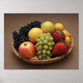 Poster Cesta de Frutas Frescas Foto de Comida Saudável Co