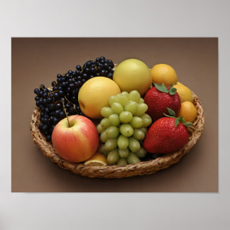 Poster Cesta de Frutas Frescas Foto de Comida Saudável Co