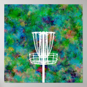 Poster Cesta de Golfe de Disco Colorida