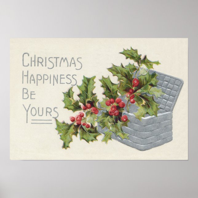Poster Cesta de Holly Winterberry (Frente)