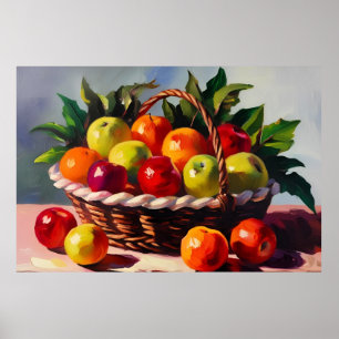 Poster Cesta de Maçã, pintura de vida,