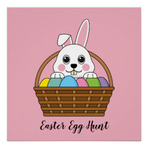 Póster Cesta de OvoHunt de Páscoa coagulenta Personaliz