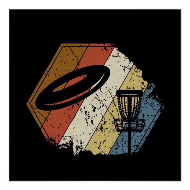 Póster Cesto de Disc Golf Retro (Frente)