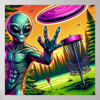 Poster Cesto de pinos de golfe do disco alienígena