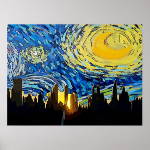 Póster Céu abstrato de New York da noite estrelado