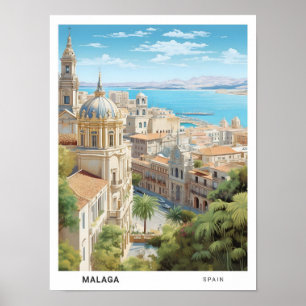 Poster Céu Azul na Viagens vintage da Espanha de Málaga