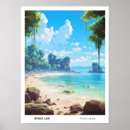 Poster Céu Azul na Viagens vintage de Khao Lak Tailândia