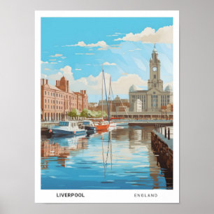 Poster Céu Azul na Viagens vintage de Liverpool na Inglat