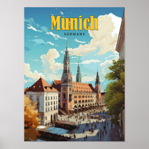 Poster Céu Azul na Viagens vintage de Munique na Alemanha
