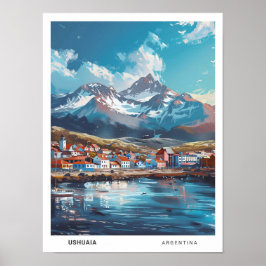 Poster Céu Azul na Viagens vintage de Ushuaia na Argentin