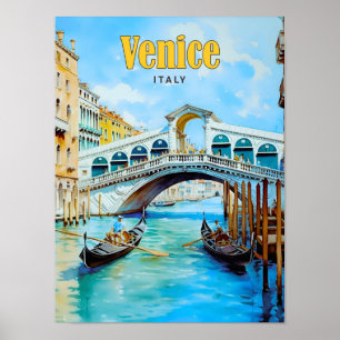 Poster Céu Azul na Viagens vintage de Veneza Itália