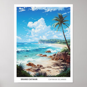 Poster Céu Azul na Viagens vintage Grande Caymans