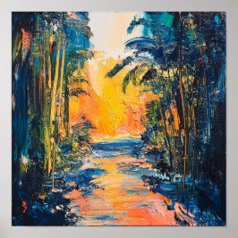 Poster Céu Colorido do Pôr do Sol Iluminação em Arte de P