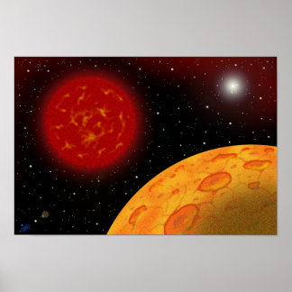 Poster Céu com uma estrela anã vermelha flutuando nele.