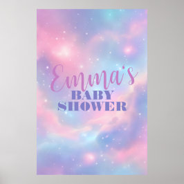 Poster Céu Cósmico Rosa Pastel Azul Mágico Sonhador