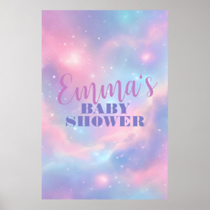 Poster Céu Cósmico Rosa Pastel Azul Mágico Sonhador
