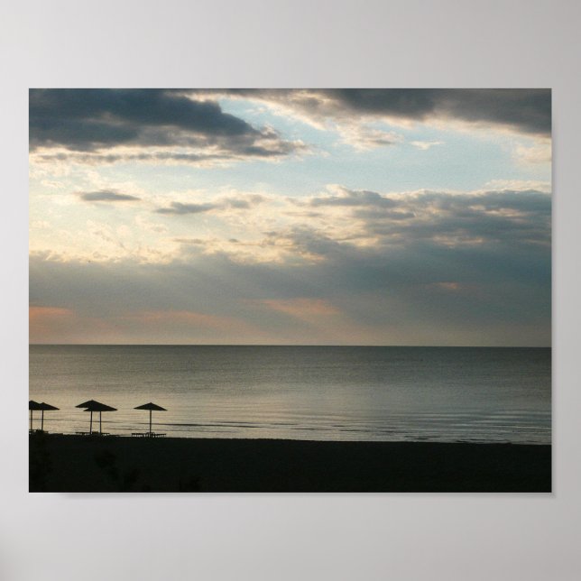 Póster Céu da manhã sobre praia em Grécia (Frente)