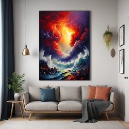 Póster Céu de Fiery e Mar Arrastão - Arte Dinâmica de Cap