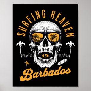 Poster Céu de Surf Skull Rdos Onda Tropical Vibração do P