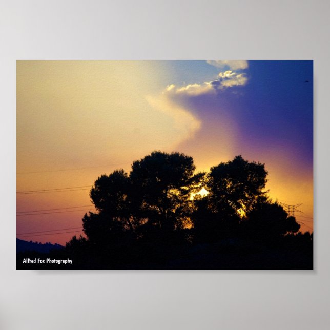 Poster Céu do Pôr do Sol Elétrico (Frente)