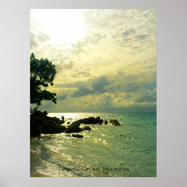Poster Céu do Pôr do Sol em Praia ao Crepúsculo Viagem In