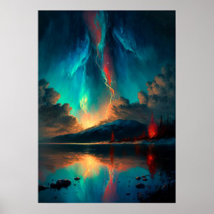 Poster Céu Dramático e Céu Azul por água