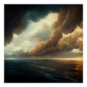 Póster Céu Dramático sobre Paisagem Oceânica