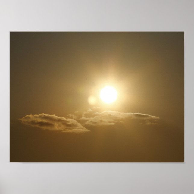 Poster Céu Laranja com Sol e Nuvens (Frente)