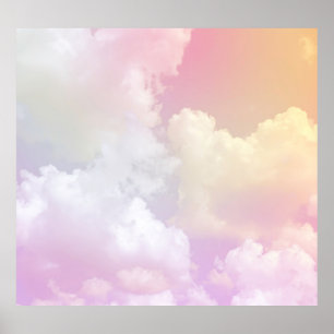 Poster Céu Laranja Cor-de-Rosa Suave: Fluffy