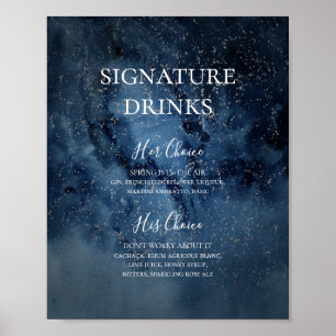 Poster Céu Noturno Celestial   Placa de Bebidas com Assin