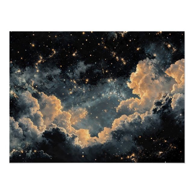 Póster Céu noturno com estrelas (Frente)