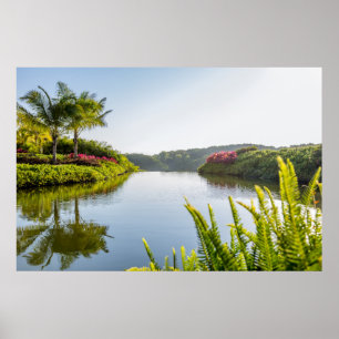 Poster Céu refletido no lago tropical imóvel