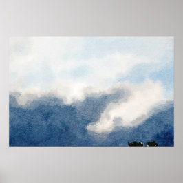 Póster Céu Surreal e Pintura em Aquarela