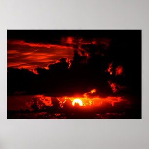 Póster céu vermelho temperamental escuro do por do sol
