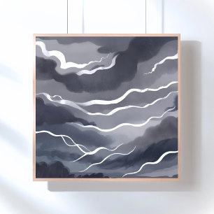 Poster Céus Tempestuosos Aquarela Escura