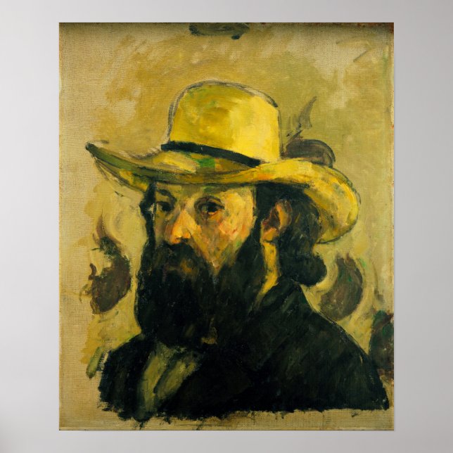 Poster Cézanne - Autorretrato com um Chapéu de Palha (Frente)
