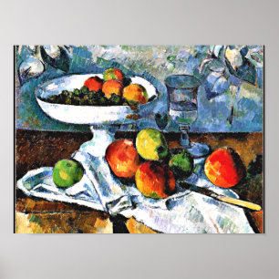 Poster Cezanne - Compotier, Glass and Apple
