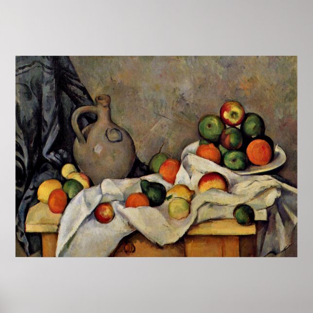 Póster Cezanne - Cortina, Jug e Fruta (Frente)