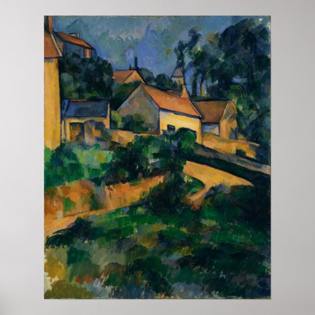 Poster Cézanne - Estrada sinuosa em Montgeroult (Frente)