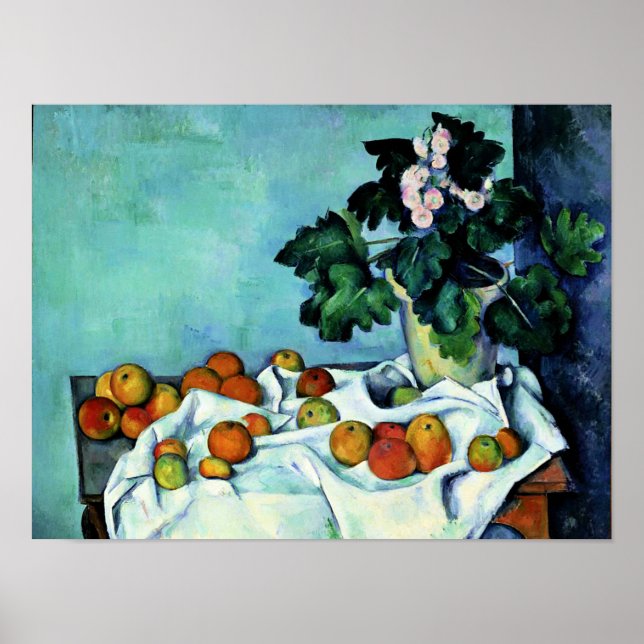 Poster Cezanne - Vida Estática com Maçãs e Primroses (Frente)