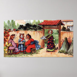 Poster Chá da Tarde em um Jardim Japonês, Louis Wain
