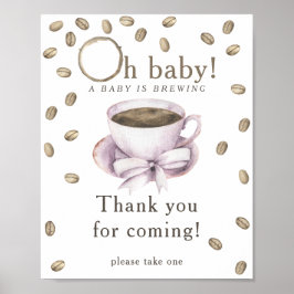 Poster Chá de bebê arco e café Obrigada por vir