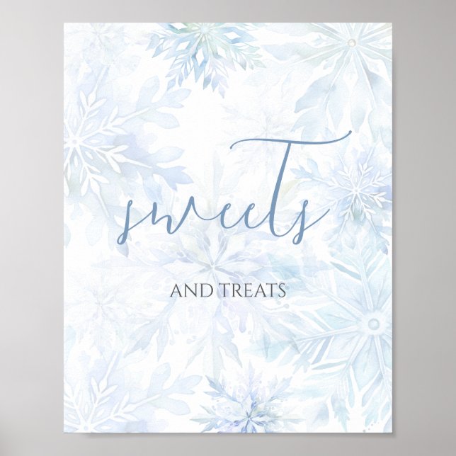 Poster Chá de Bebê Azul Floco de Neve Doces e Guloseimas  (Frente)