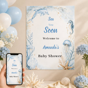 Poster Chá de Bebê Azul Sea You Soon
