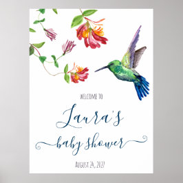 Poster Chá de Bebê Bem-Vindo Beija-Flor Aquarela