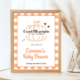 Poster Chá de Bebê Bem-vindo Pequena Abóbora Doce Laranja
