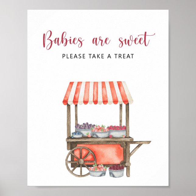 Poster Chá de bebê Berry - bebês são doces (Frente)