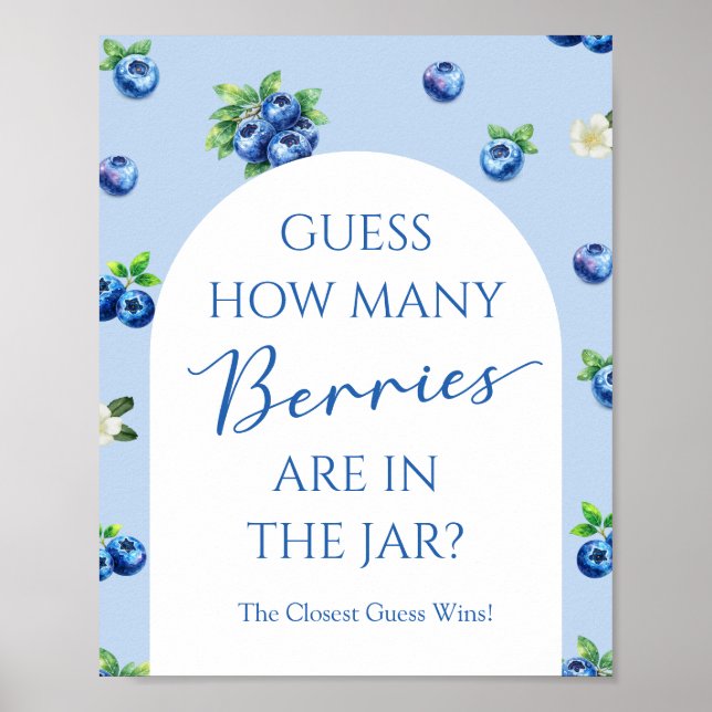 Poster Chá de Bebê Blueberry - Adivinhe Quantas Frutas Ve (Frente)