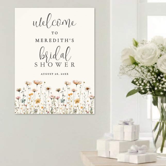 Poster Chá de Bebê Bohemiano com Flores Silvestres (Boho Wildflower Bridal Shower Poster )